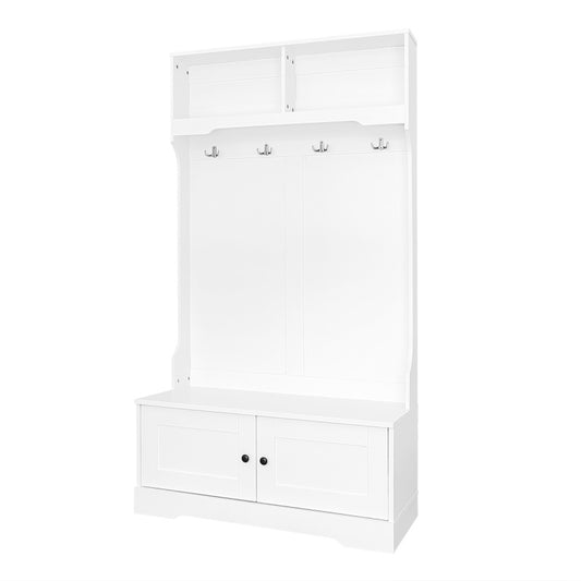 Halmeubel Wit – Kapstok – Schoenenkast – Entree Meubel – Opbergkast – Soft-Close Deuren – Geïntegreerde Zitbank Met Opbergruimte