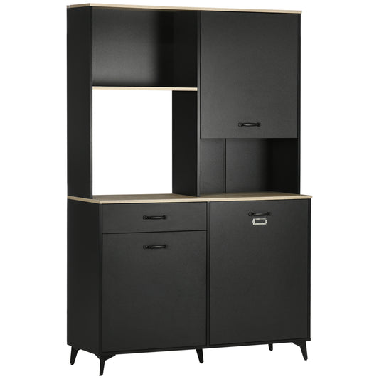 HOMCOM Kitchen Buffet Kitchen Cabinet Dining Room Buffet 3 Open Niches 3 Cupboards with Door And 1 Drawer 119 X 41 X 180 Cm Black