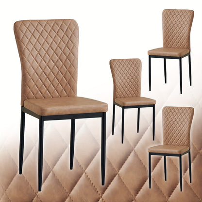 Dining Chairs Set Of 4/6- Velvet/Artificial Leather Armless High Back Upholstered Soft Seat with Black Metal Legs for Dining Room, Kitchen Room