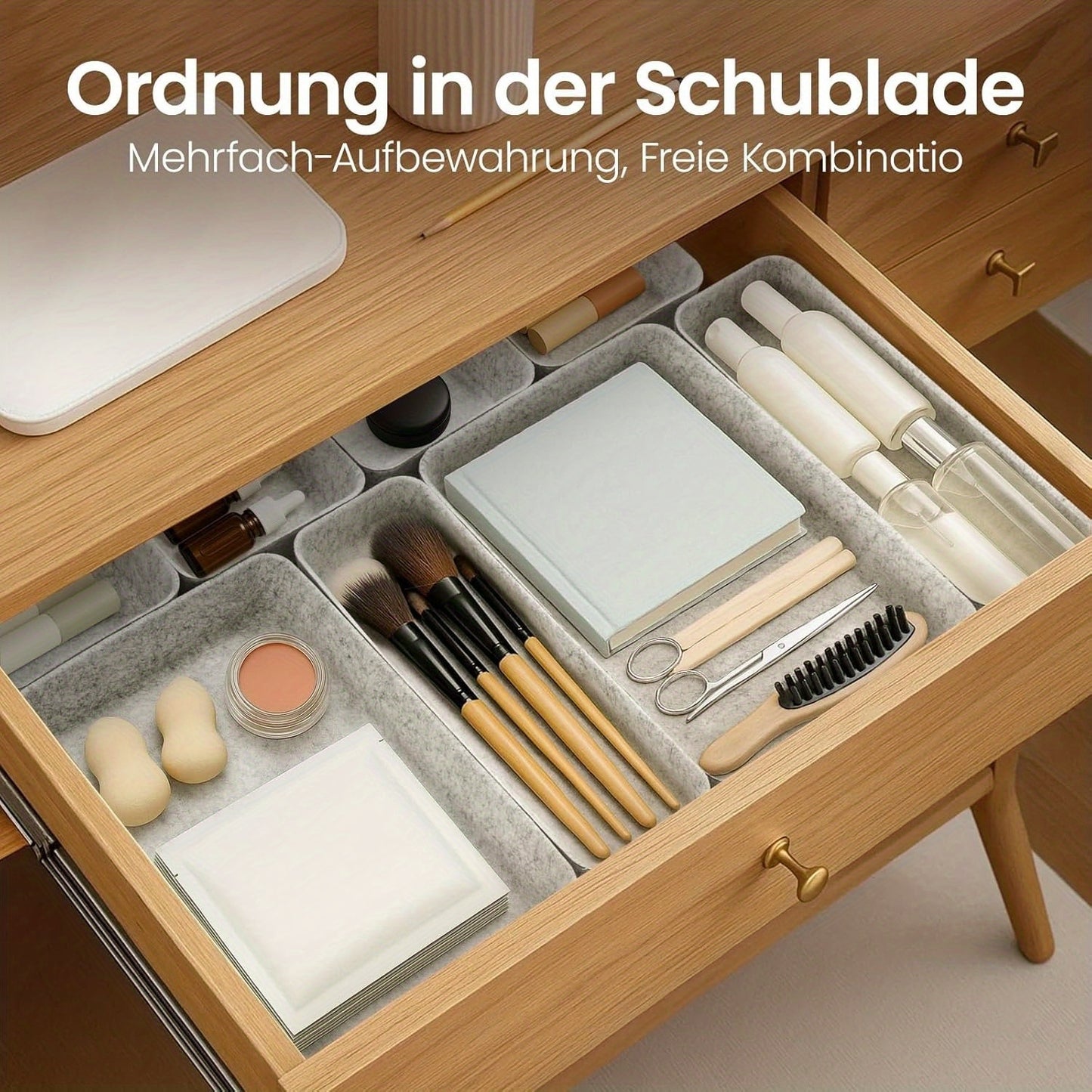 Lade Organizer – Ladeverdeler – Opbergbakjes – Ladebakjes – Organizer Bakjes – Set van 8 – Stapelbaar – Polyester Vilt