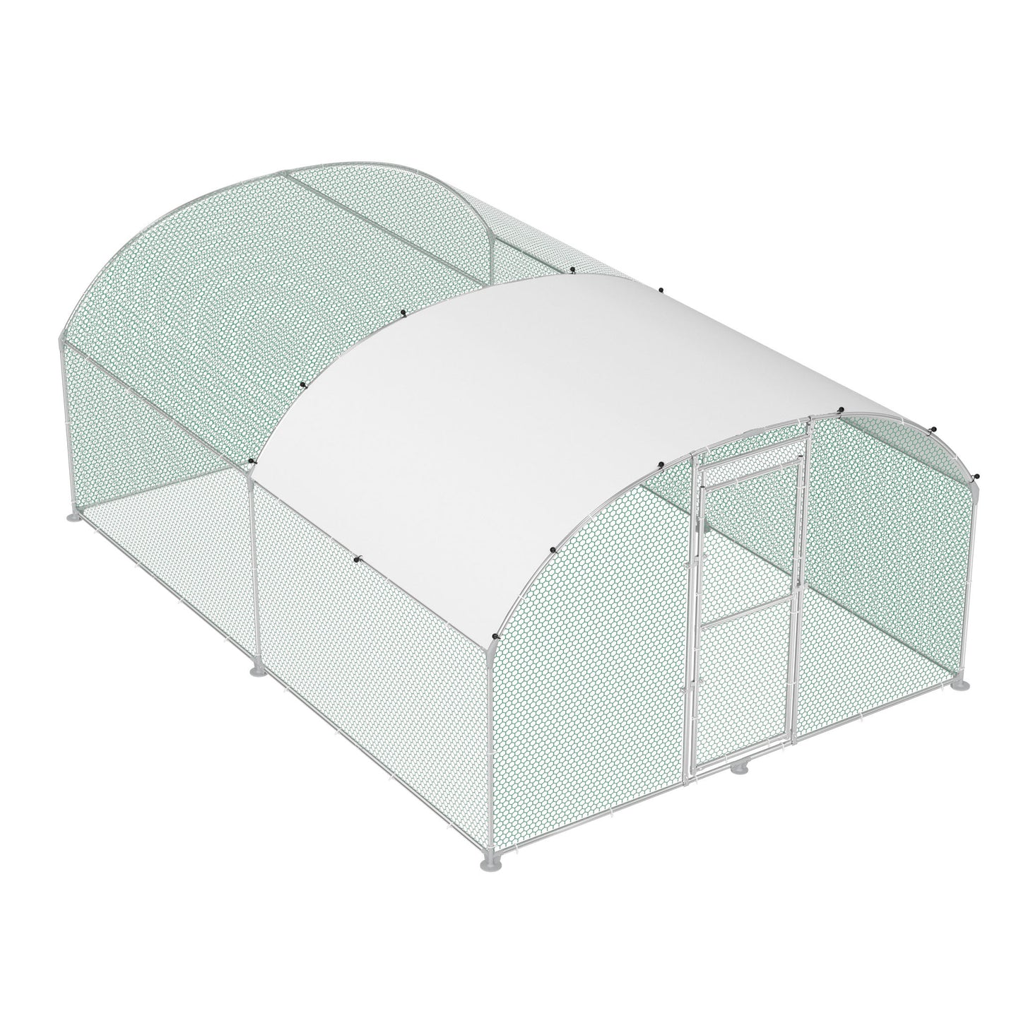 Kippenhok – Kippenren – Pluimveehok – Dierenhok – Buitenren – Gegalvaniseerd Stalen Frame – PE Zonnescherm Dak – PVC Gecoat Gaas – 3x2m Tot 3x8m