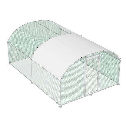 Galvanized Steel Chicken House with Arched Shade Roof & Door - Hexagonal Wire Mesh Free Range Coop for Chickens & Small Animals, Durable PE Canopy Outdoor Poultry Pen (Multiple Sizes: 3x2m, 3x4m, 3x6m, 3x8m), Chicken Coop Acc
