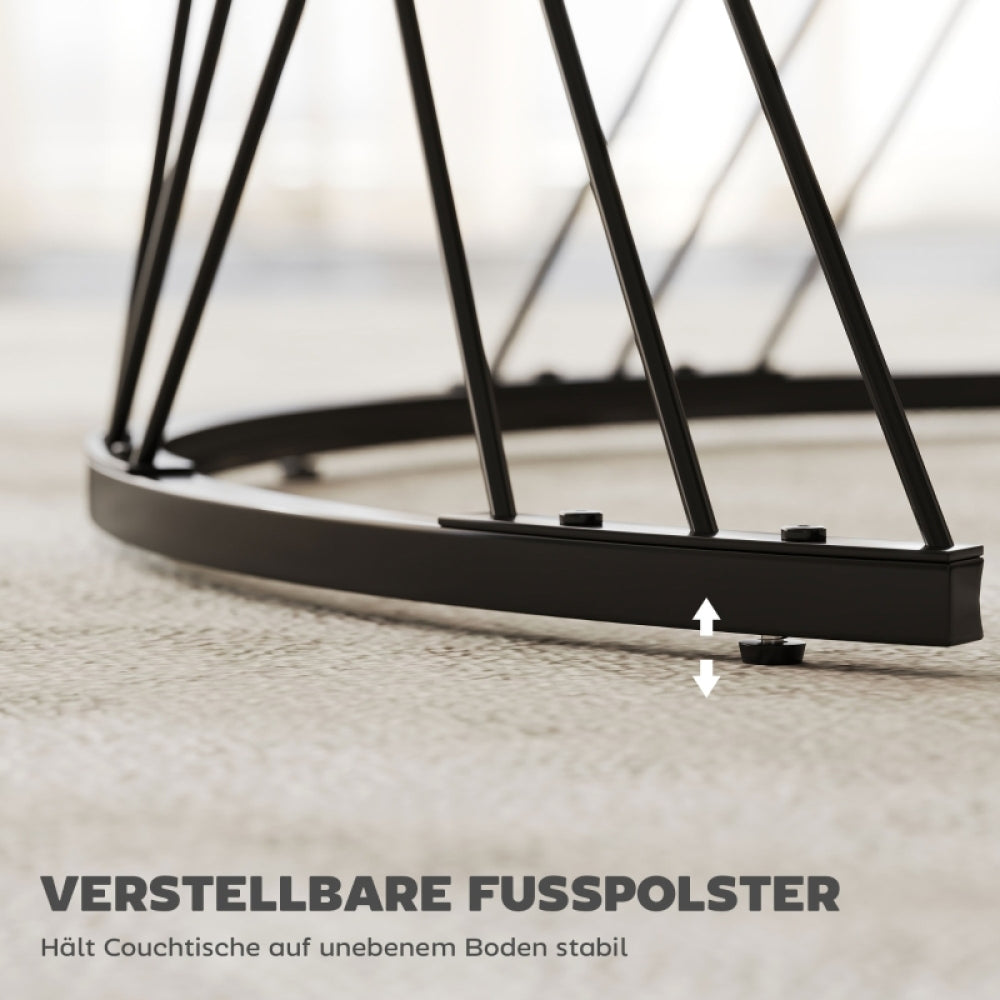 Koffietafel Set – Bijzettafel – Salontafel – Nestbare Tafels – Witte Zwarte Marmerlook – Ruimtebesparend Design – Stevig Metaal & Lichtgewicht Spaanplaat