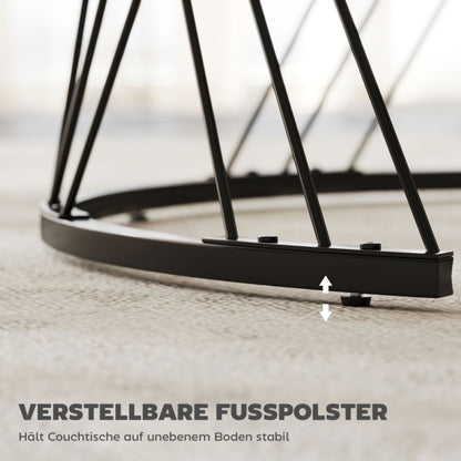 Koffietafel Set – Bijzettafel – Salontafel – Nestbare Tafels – Witte Zwarte Marmerlook – Ruimtebesparend Design – Stevig Metaal & Lichtgewicht Spaanplaat