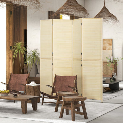 Bamboe Kamerscherm – Kamerscheiding – Roomdivider – Vouwscherm – Privacy Scherm – Natuurlijke Houtkleur – 4 Panelen 180x180 cm – Lichtgewicht & Opvouwbaar