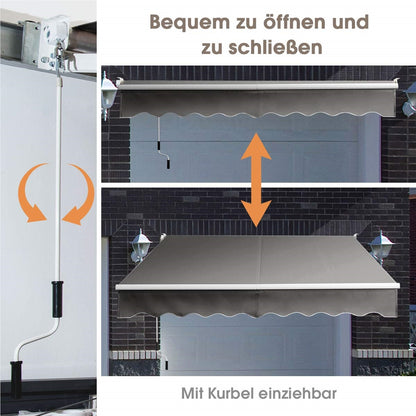 Zonnescherm Verstelbaar – Zonwering Markies – Terrasscherm – Balkonzonwering – Patio Zonnescherm – Aluminium Frame – Waterdicht & UV-Bestendig – 250 x 200 cm – Handbediening Met Slangschijf