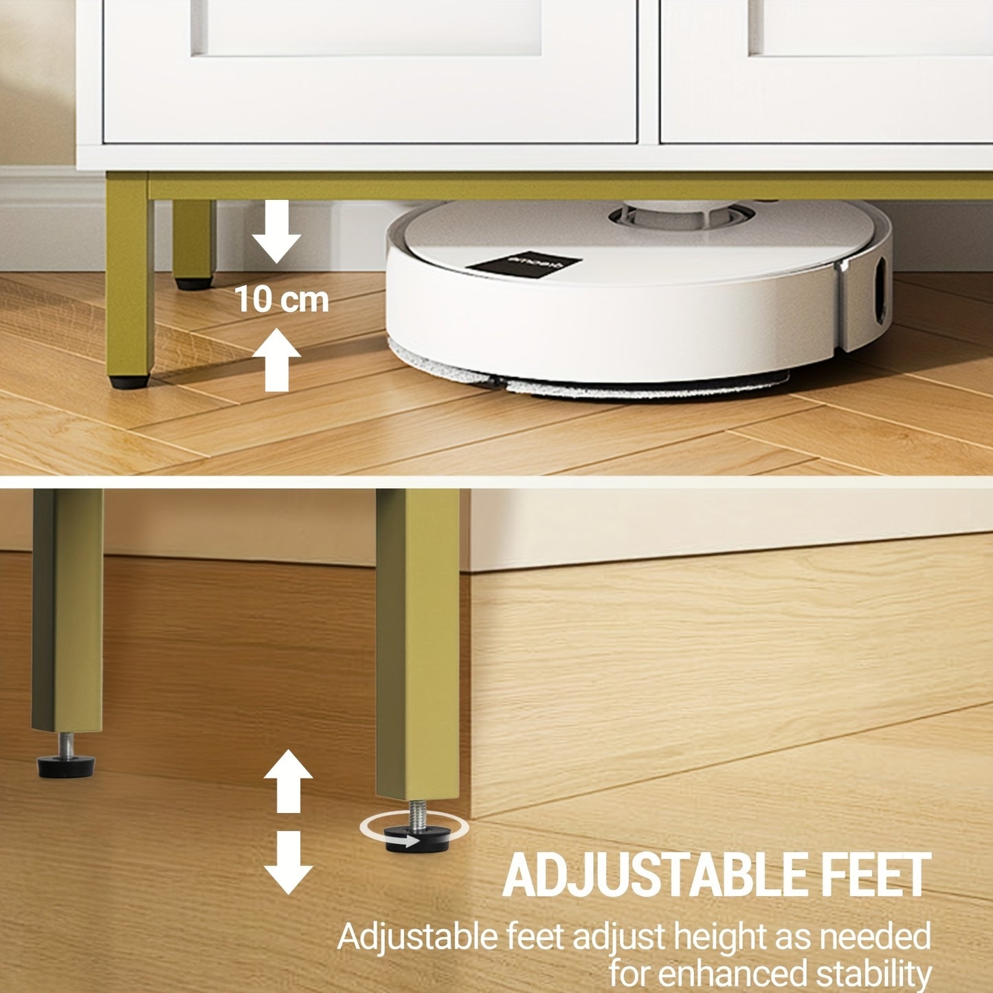 Sideboard, Storage Cabinet, Kitchen Cabinet, Living Room Sideboard with 3 Curved Doors, Adjustable Shelves, Golden Handles, Suitable for Kitchen, Living Room, 30x100x80.5cm, White