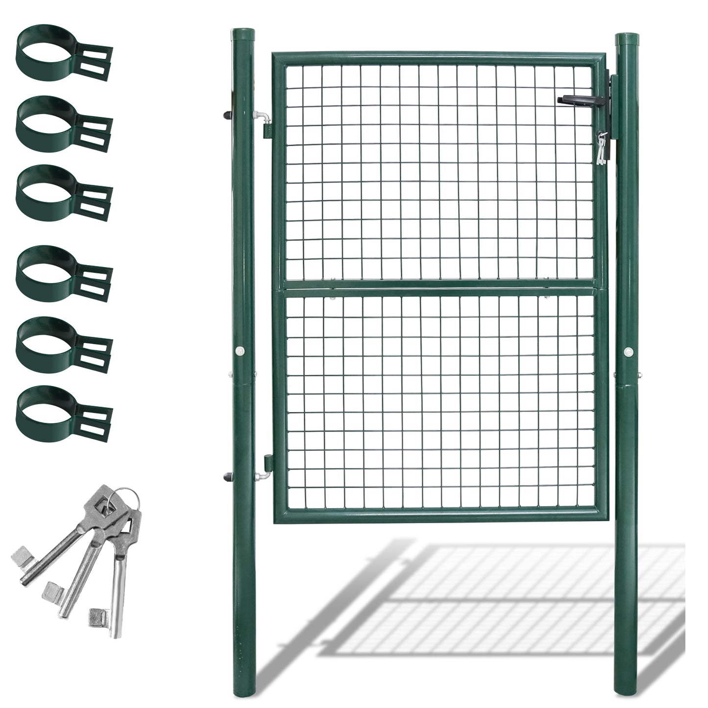 Tuinpoort – Tuindeur – Schuttingpoort – Tuinhek – Looppoort – Gegalvaniseerd Staal Groen – 125x100 cm – Inclusief Slot en Handgreep