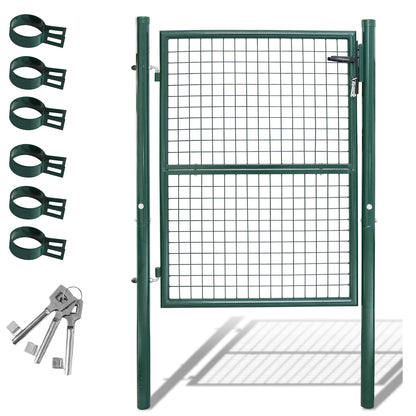 Tuinpoort – Tuindeur – Schuttingpoort – Tuinhek – Looppoort – Gegalvaniseerd Staal Groen – 125x100 cm – Inclusief Slot en Handgreep