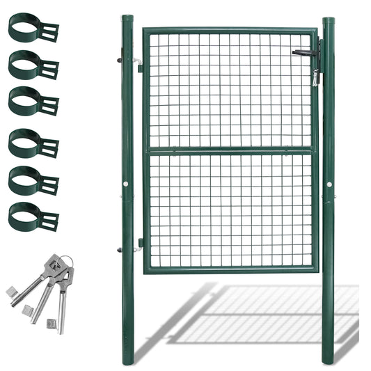 Tuinpoort – Tuindeur – Schuttingpoort – Tuinhek – Looppoort – Gegalvaniseerd Staal Groen – 125x100 cm – Inclusief Slot en Handgreep