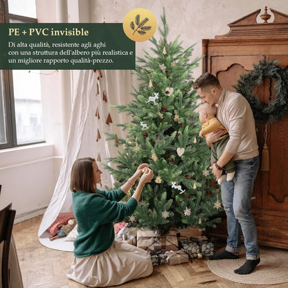 Kunstkerstboom – Nepboom – Kerstversiering – Dennenboom – Winterdecoratie – 150 cm Hoog – 90% PE Injection Moulded Realistisch Design – Inclusief Metalen Standvoet & Handschoenen