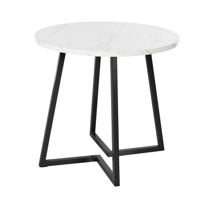 Ronde Eettafel – Eettafel Rond – Keukentafel – Tafel Voor Eetkamer – Witte Tafel – Uniek Geometrisch Onderstel – Duurzaam Niet-Hout Tafelblad