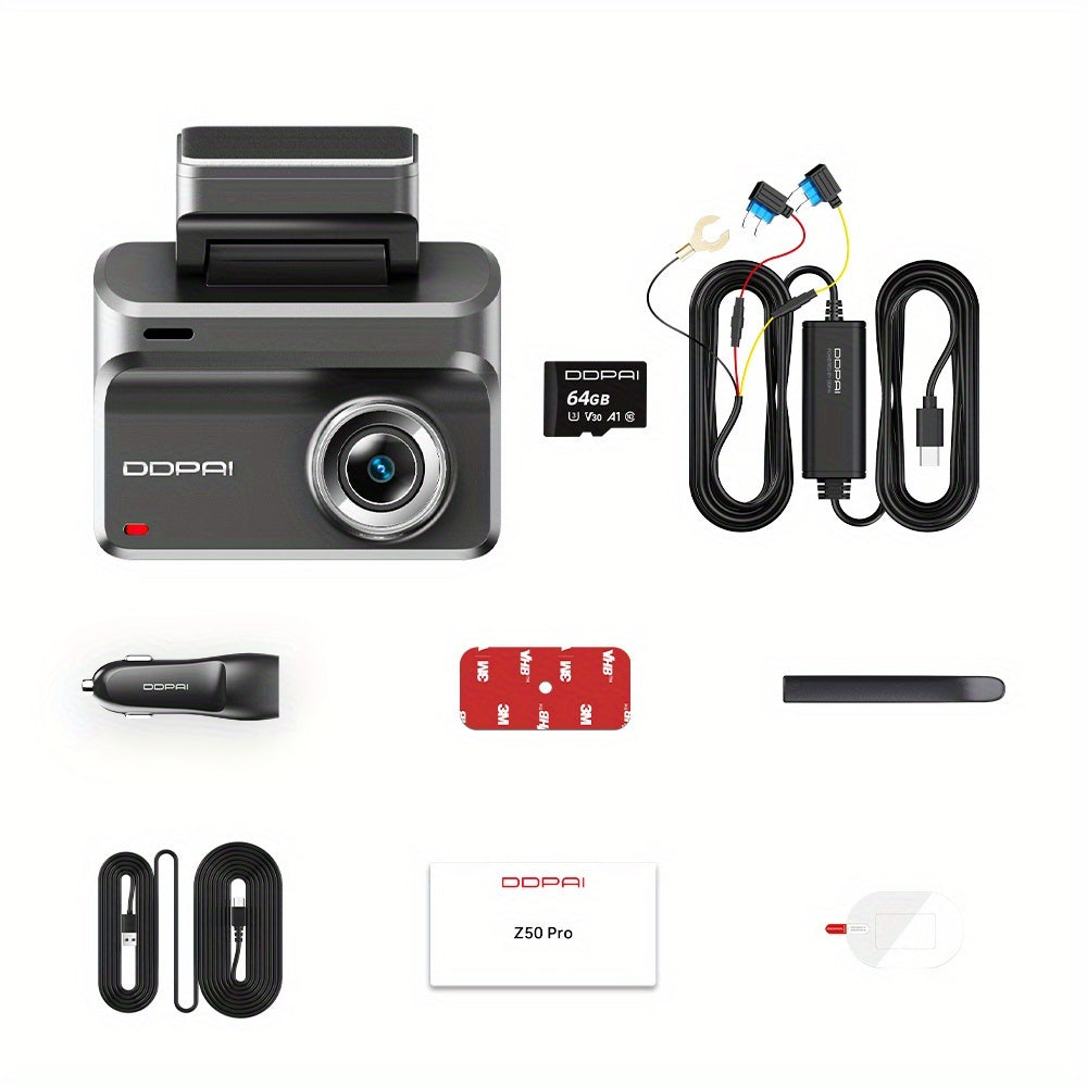 Dashcam – Autocamera – Dashboardcamera – Beveiligingscamera – Reiscamera – Dual Front- en Rear-Recording – Nachtzicht – Parkeermodus – 64GB Geheugenkaart – Wifi & App Bedieninzicht