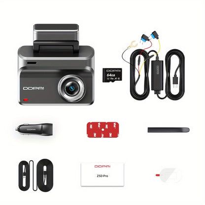 Dashcam – Autocamera – Dashboardcamera – Beveiligingscamera – Reiscamera – Dual Front- en Rear-Recording – Nachtzicht – Parkeermodus – 64GB Geheugenkaart – Wifi & App Bedieninzicht