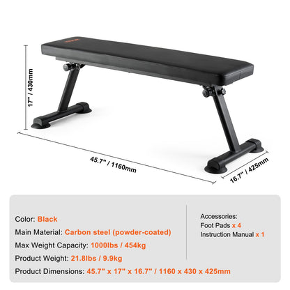 Trainingsbank – Fitnessbank – Gewichtbank – Krachtbank – Opvouwbare Trainingsbank – Draagvermogen 454 kg – Comfortabel 5,5 cm Kussen