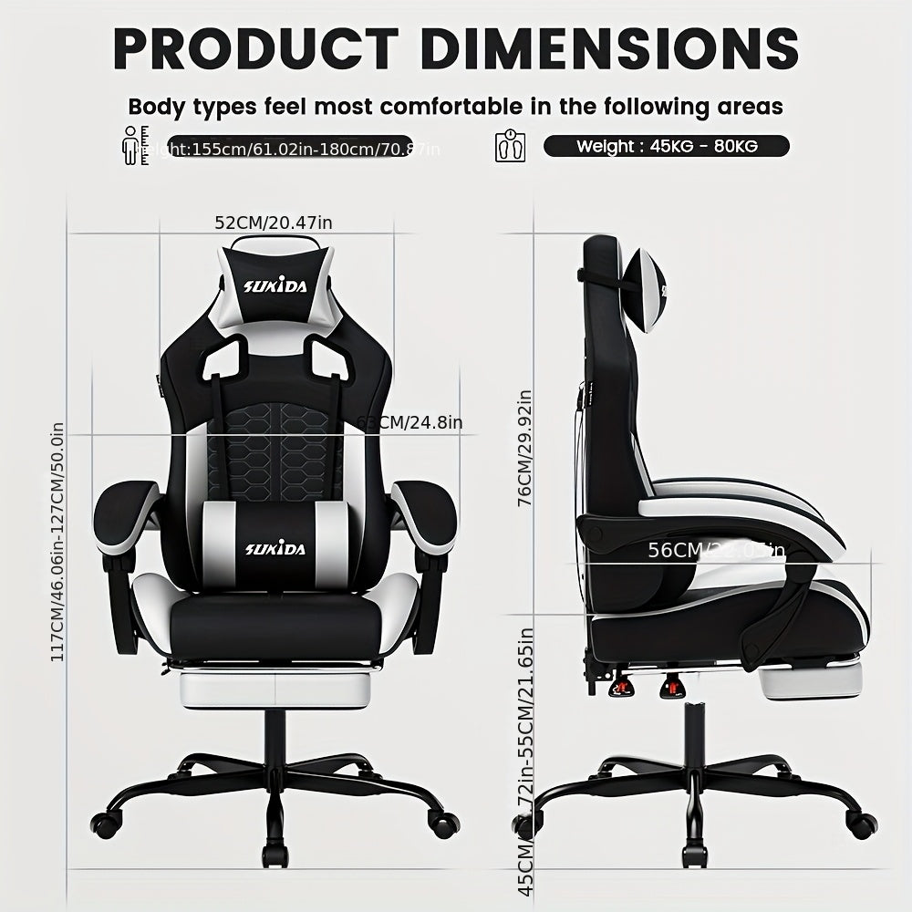 Gamingstoel – Gamestoel – Gaming Chair – Game Stoel – Bureaustoel – Ergonomisch Ontwerp – Verstelbare Voetsteun