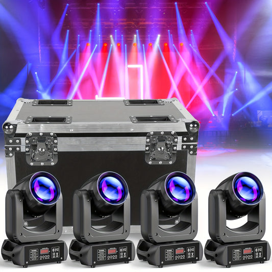 Movinghead – LED Moving Head – Discolamp – Podiumverlichting – DJ Verlichting – 4 Stuks 180W – 18 Prism Gobo’s – DMX512 12CH – RGBW Kleuren – Transportcase