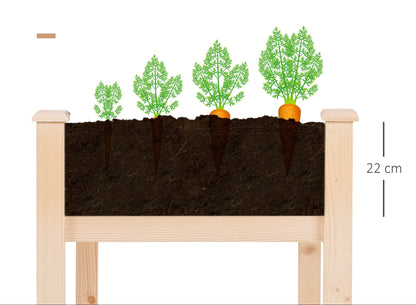 Verhoogde Plantenbak – Tuinbak – Kruidenbak – Moestuinbak – Balkontuinbak – Massief Vurenhout – Inclusief Irrigatiesysteem & Drainagevilt – 122x56x76 cm