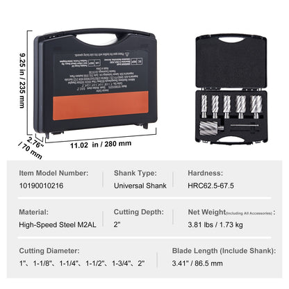 Gatzaagset – Gatenzaag Set – Gatenboor – Gatzagen – Annular Cutter – M2AL Snelstaal – 6 Delig Met Pilotpennen – Snelle Wissel & 50mm Boordiepte