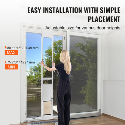 Hondenklep Schuifdeur – Hondendeur – Huisdierklep – Dierdoorlaat – Middelgrote Hond – Verstelbare Hoogte 192,7-204,9 cm – Aluminium Frame Met Veilig Slot
