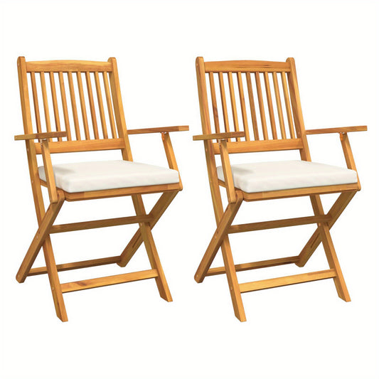 Tuinstoelen – Klapstoelen – Vouwstoelen – Balkonstoelen – Tuinmeubelen – Acaciahout – Set van 2 – Comfortabele Zit met Rugleuning – Weerbestendig & Ruim Zitvlak