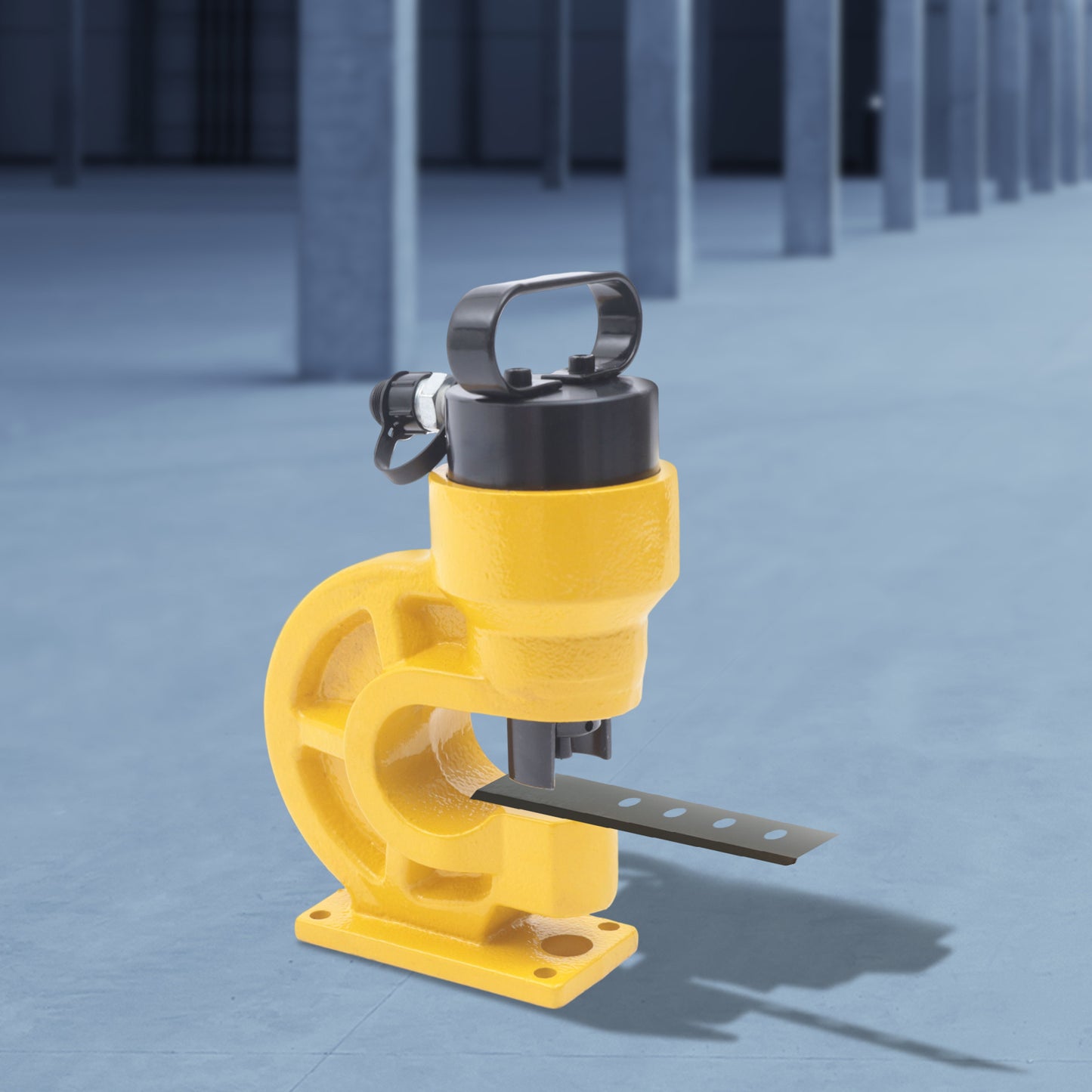 Hydraulische Pers – Handmatige Ponsmachine – Werkplaatspers – Metaalpunssmachine – Industrieel Ponsgereedschap – 31 Ton Kracht – Brede Mondopening 34,5 cm – Heavy-Duty Stalen Behuizing – Duurzaam Geel Staal
