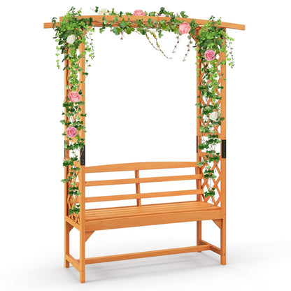 Rozenboog met Bank – Houten Tuinboog – Klimplantboog – Tuinbank met Klimrekken – Pergola Boog – Weerbestendig Hout – 160 x 50 x 199 cm