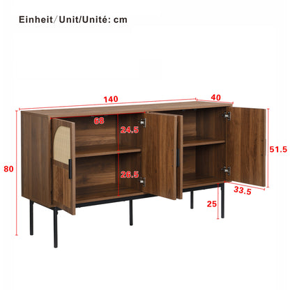 Dressoir – Sideboard – Buffetkast – Opbergkast – Wandkast – Minimalistisch Design – Duurzaam Niet-Houten Materiaal – 140 cm Breed – Eenvoudige Montage – Neutrale Kleur