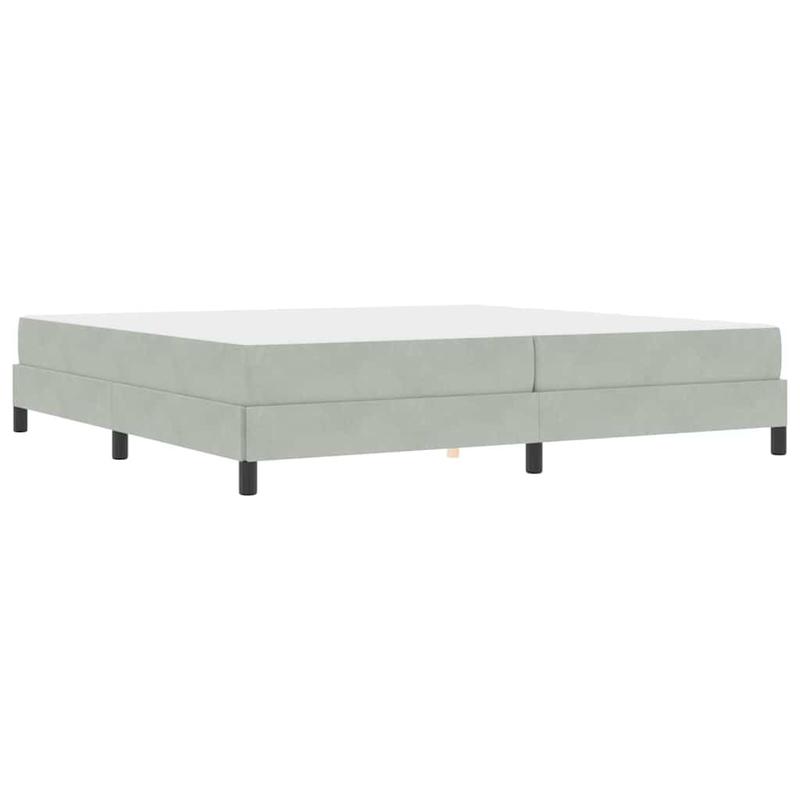 Boxspringbed – Boxspring – Tweepersoonsbed – Slaapbed – Bed – Lichtgrijs Velvet – 200x200 cm – Stevig Frame – Minimalistisch Hoofdbord
