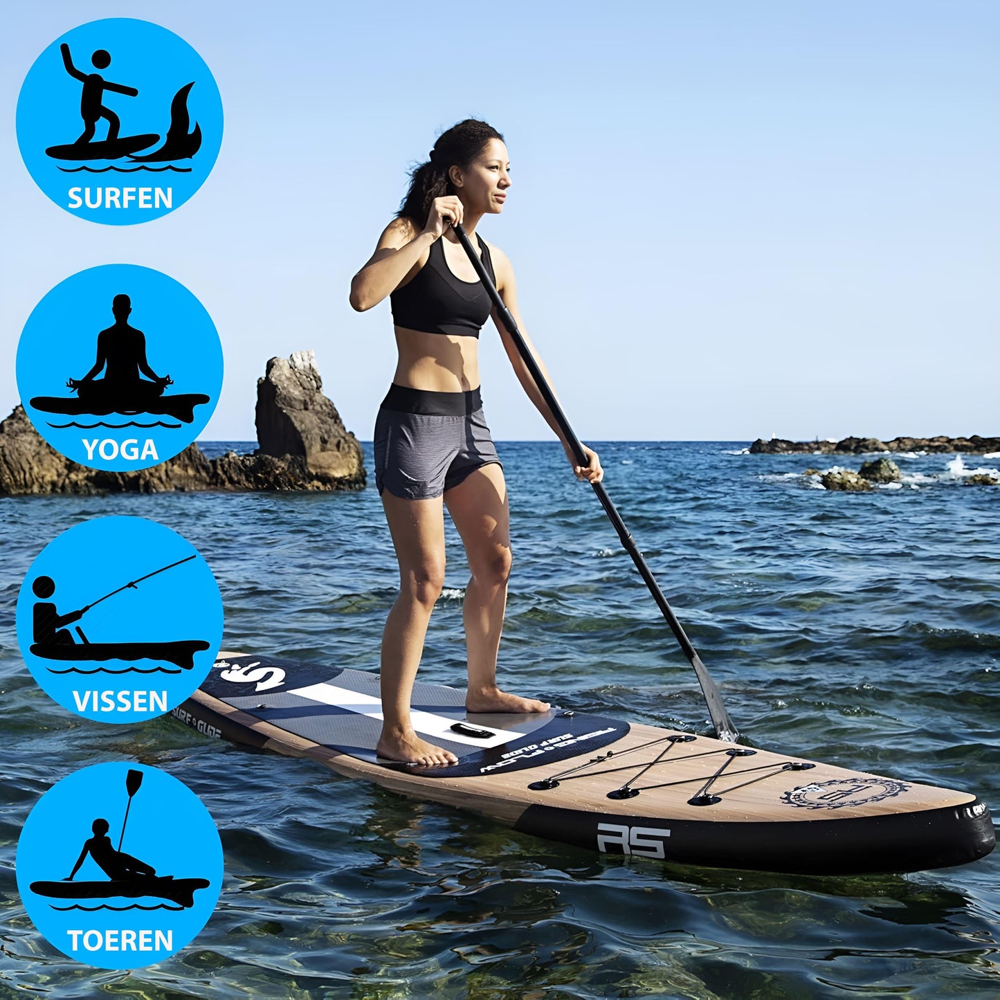 Inflatable Paddleboard – SUP Board – Opblaasbaar Board – Stand Up Paddle – SUP Surfboard – Lichtgewicht PVC – Antislip Deklaag – Compleet Met Peddel en Pomp – 320x81x15 cm – Draagtas Inclusief