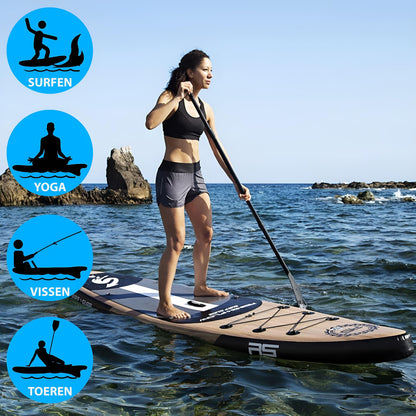 Inflatable Paddleboard – SUP Board – Opblaasbaar Board – Stand Up Paddle – SUP Surfboard – Lichtgewicht PVC – Antislip Deklaag – Compleet Met Peddel en Pomp – 320x81x15 cm – Draagtas Inclusief
