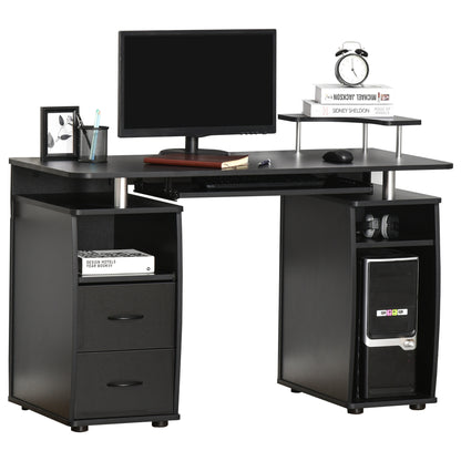 Computerbureau – Bureau – Werkplek – Schrijftafel – Bureau met Opbergruimte – Zwart – 120x55x85 cm – Veelzijdige Opbergruimte – Geïntegreerd Kabelbeheer