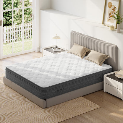 Memory Foam Sprung Hybrid Mattress Medium Firm | Double Bed Mattresses for Pressure Relief & Comfortable Sleep, Polyester Blend Cover, NECHE Brand