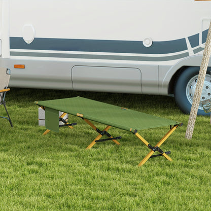 Draagbare Inklapbare Zonnebed – Ligbed – Lounger – Relaxstoel – Strandbed – Donkergroen – Lichtgewicht Aluminium Frame – Duurzaam Oxford Stof – 196x64x45 cm – Ingebouwde Zijzakken