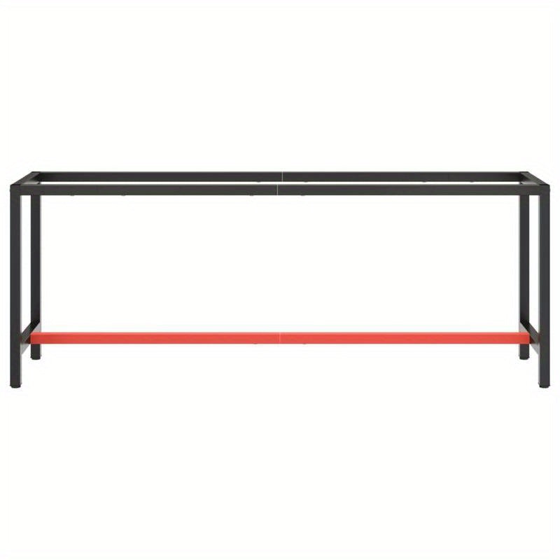 Werkbank – Werktafel – Werkplek – Werkstation – Werkblad – Metaal – Mat Zwart Rood – 210x50x79 cm – Robuust & Stabiel - QUORE