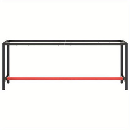 Werkbank – Werktafel – Werkplek – Werkstation – Werkblad – Metaal – Mat Zwart Rood – 210x50x79 cm – Robuust & Stabiel - QUORE