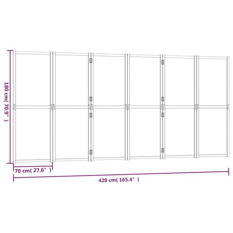 Kamerscheider – Ruimteverdeler – Scheidingswand – Kamerverdeler – 6 Panelen Zwart – 420x180 cm – Hout – Flexibel & Duurzaam