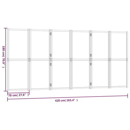 Kamerscheider – Ruimteverdeler – Scheidingswand – Kamerverdeler – 6 Panelen Zwart – 420x180 cm – Hout – Flexibel & Duurzaam