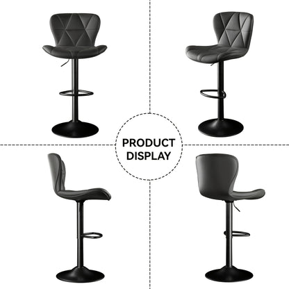 Barstoel – Barkruk – Barstoel Kruk – Barstoel Met Rugleuning – Barkrukken Set Van 2 – Verstelbare Hoogte – Draaibaar Met PU Leder Bekleding