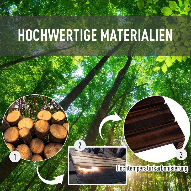 Plantentafel – Plantenrek – Bloemenstandaard – Plantenhouder – Plantenschap – Massief Verkoold Hout – 4 Lagen, 123,5 x 33 x 80 cm