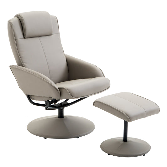 Relaxfauteuil – Relaxstoel – Draaifauteuil – TV-stoel – Fauteuil met Voetenbank – Grijs – 360° Draaibaar – Verstelbare Rugleuning