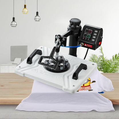 VEVOR Heat Press 12X15 Inch 10 In 1 Heat Press 1000W Heat Press Machine with 360° Rotation Swing Away White Heat Press T-Shirt Sublimation Machine Dual-tube Heating for DIY Pens Caps Mugs and Shirts