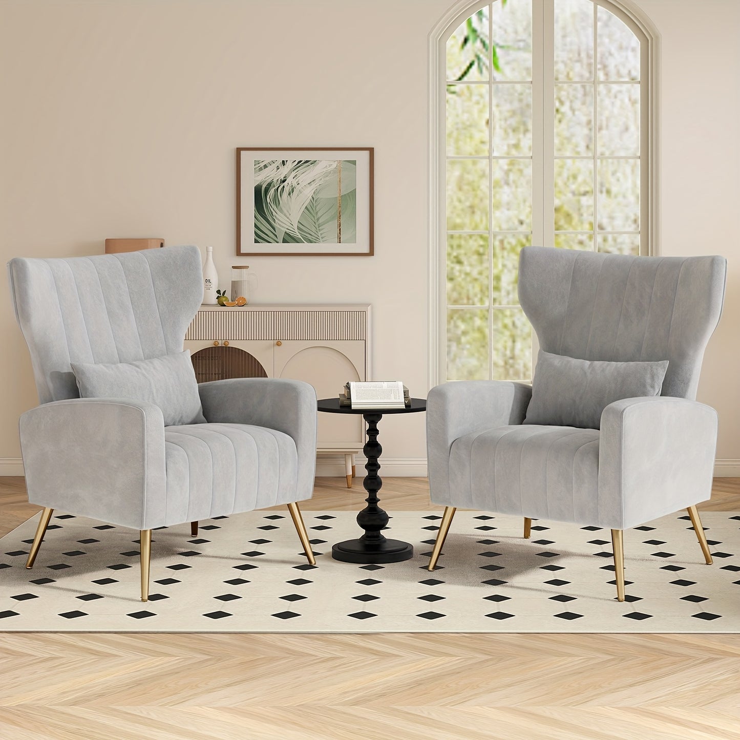 Fauteuil – Relaxstoel – Loungestoel – Leunstoel – Zetel – Velvet Bekleding – Memory Foam Kussen – Gouden Metalen Poten – Stevig Metalen Frame – Vloerbescherming