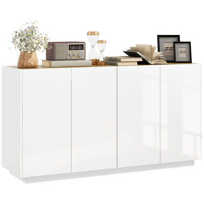 Buffetkastje – Opbergkast – Dressoir – Kast – Wandkast – Witte Lakafwerking – 4 Soft-Close Deuren – Verstelbare Planken – 140 x 40 x 75 cm