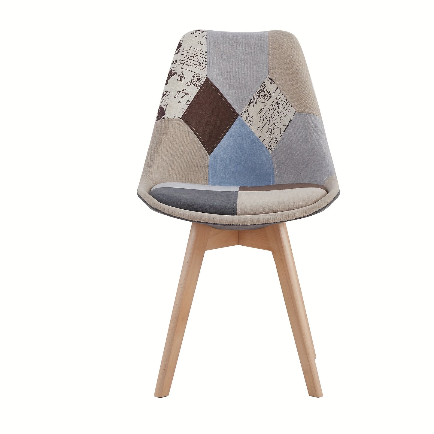 Eetkamerstoel – Keukenstoel – Stoel – Kuipstoel – Bureaustoel – Patchwork Bekleding – Beukenhouten Poten – Ergonomisch Design – Geschikt Tot 100 kg
