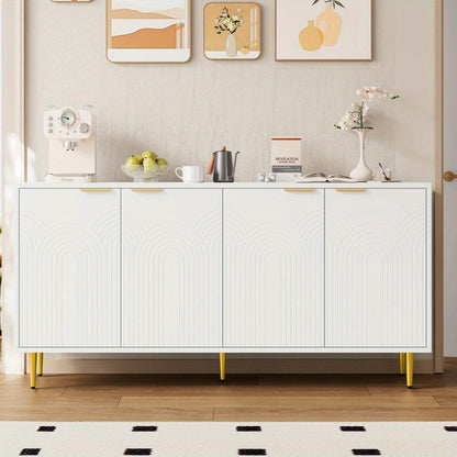 Dressoir – Buffetkast – Opbergkast – Ladekast – Tv-kast – Wit met Gouden Handgrepen – Vier Deuren Met Soft-Close – 160x80x40 cm