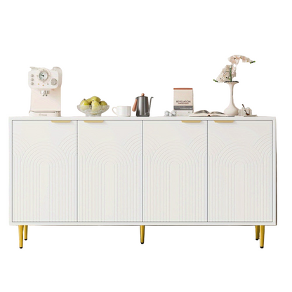Dressoir – Buffetkast – Opbergkast – Ladekast – Tv-kast – Wit met Gouden Handgrepen – Vier Deuren Met Soft-Close – 160x80x40 cm
