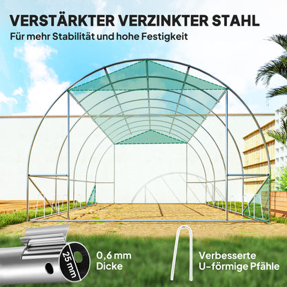Polytunnel Kas – Tuinkas – Serre – Kweekkas – Groentetunnel – Verstevigd Stalen Frame – 398x298x198 cm – Oproldeur en Ventilatie