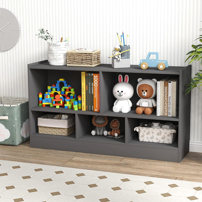 Boekenkast – Opbergkast – Boekrek – Wandrek – Opbergmeubel – 2-laags met 5 vakken – Stevig houten frame met antislip voeten