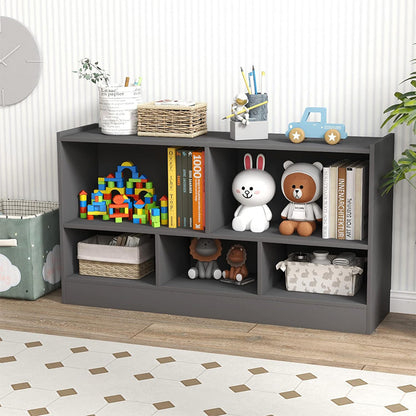 Boekenkast – Opbergkast – Boekrek – Wandrek – Opbergmeubel – 2-laags met 5 vakken – Stevig houten frame met antislip voeten